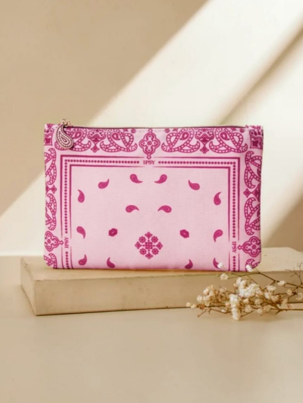 💄😎 4/$20 Ipsy Pink Paisley Bandana Glam Bag Cosmetic Pouch